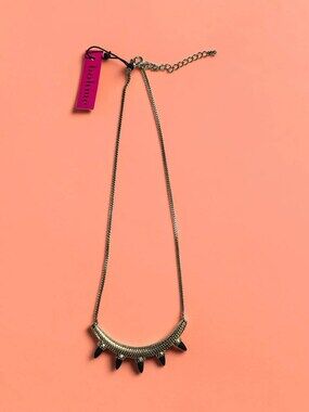 Bohme Dotted Crescent Bar Necklace Black Tooth Spike Charms Box Chain